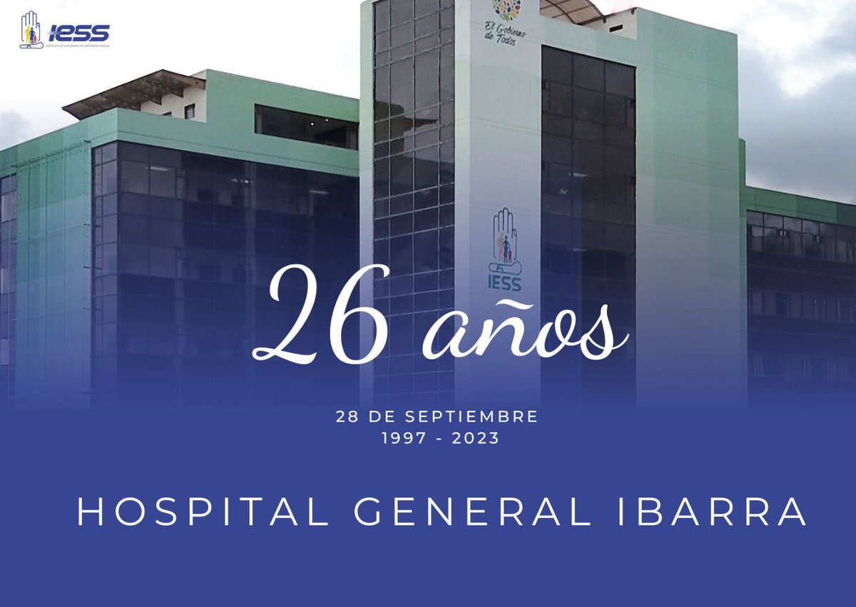 Imbabura_IESS's tweet photo. #IESSaTuServicio | El Hospital General Ibarra del @IESSec cuenta con una cartera de servicios con cobertura de más de 20 especialidades, somos una unidad médica referente en el norte del país. 🏥🫶🏼🎉

¡Celebramos los 2️⃣6️⃣ años de servicio para nuestra población afiliada! https://t.co/375aJewdRv