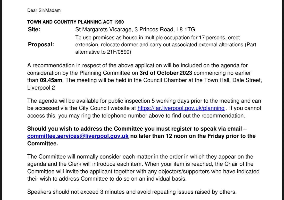 📢 The planning applications for St Margaret’s Vicarage are coming to Planning Committee this Tues 3rd October. I will be opposing. If residents wish to speak at the committee, they have until 12pm Friday to register. Further info below 👇