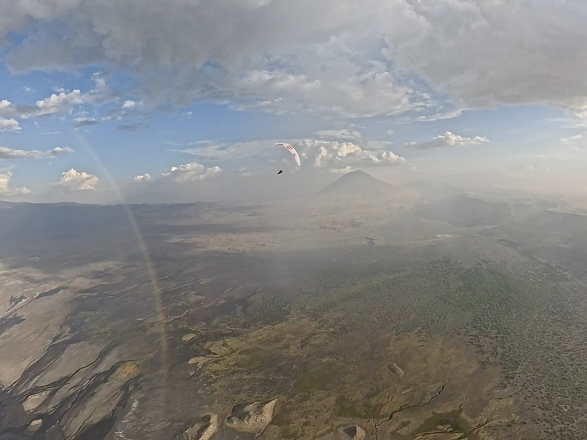 Flying at Ol Doinyo Lengai and lake Natron area 🌍🪂 #travel #paragliding