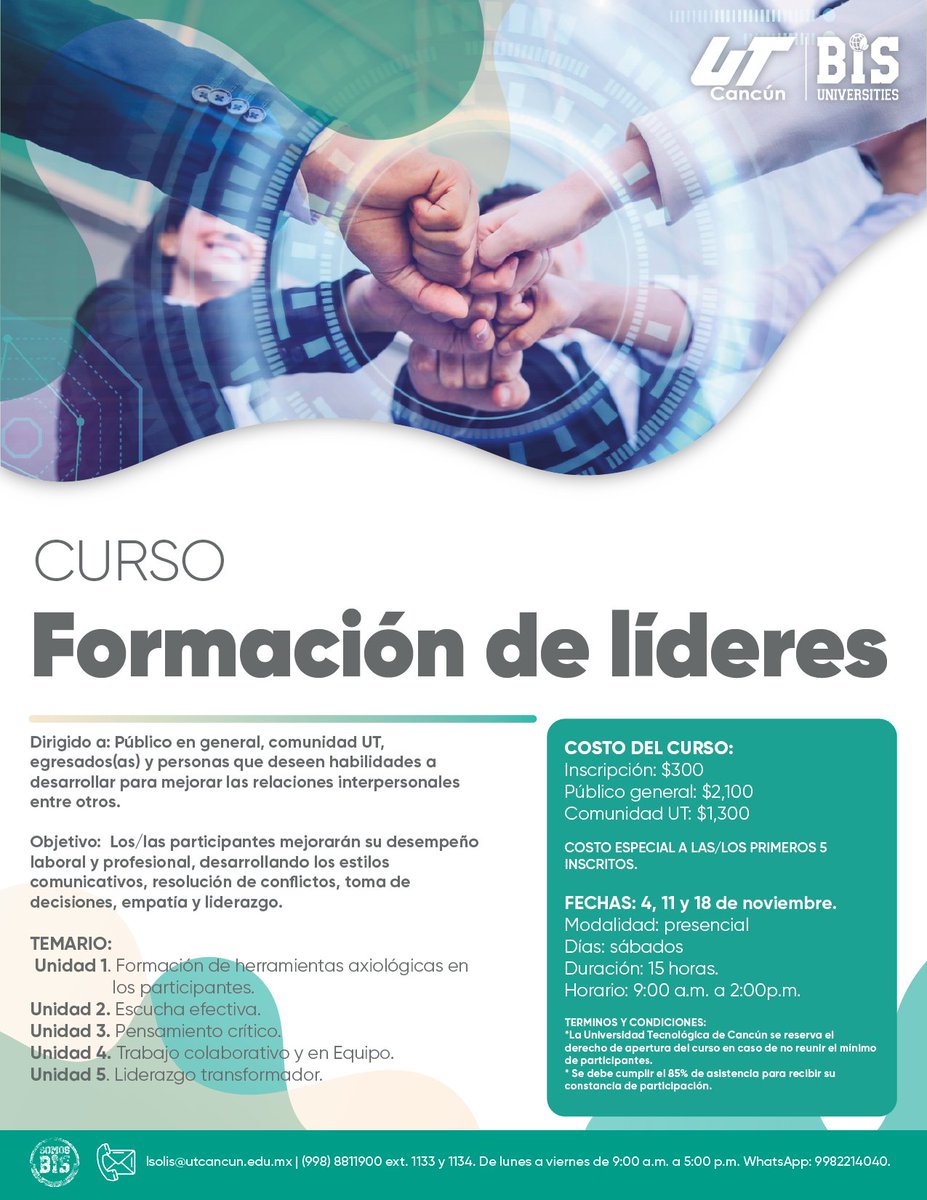 msalinas21's tweet photo. #28deSeptiembre #QuintanaRoo 
CURSO DE LA UT CANCÚN BIS
Primeras 5 personas inscritas obtendrán un costo especial.
👉🏾 Link ficha de inscripción: https://t.co/sEbuL3G2e6
👉🏾 Link del WhatsApp para mayores informes: https: https://t.co/BCVzGVfGkd | #OrgulloUT #SomosBIS #Cancún https://t.co/m1JIKOHReS