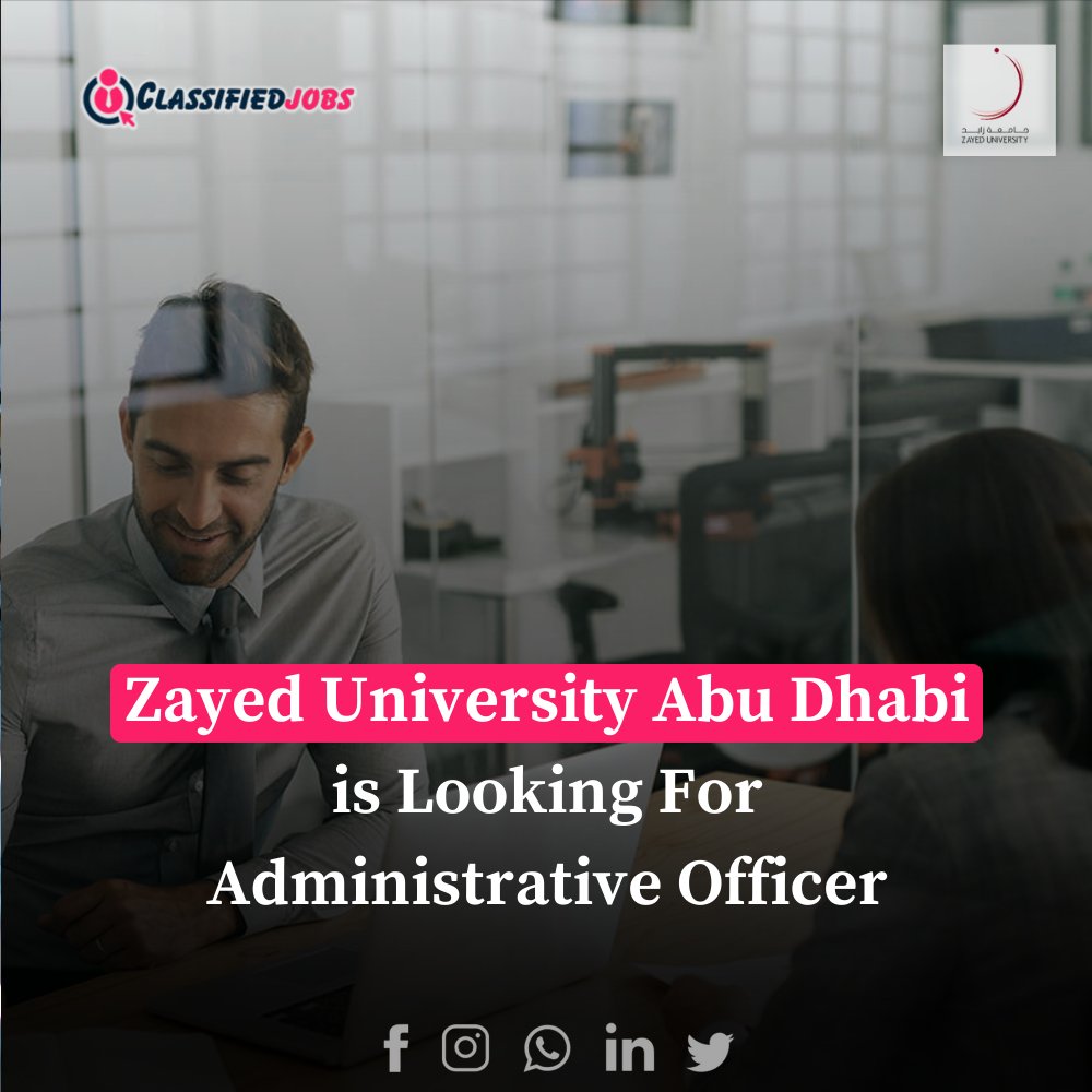 The #AbuDhabi campus of #ZayedUniversity is currently hiring a #AdministrativeOfficer in #UAE.
For more information click the link
classifiedjobs.ae/job/senior-adm…
#classifiedjobs #بندر #مانولاس #الشارقه_العين #المولد_النبوي_الشريف #خالد_عيسى #الشوط_الثاني #بقوه_الاوفياء #الانذار_الاول