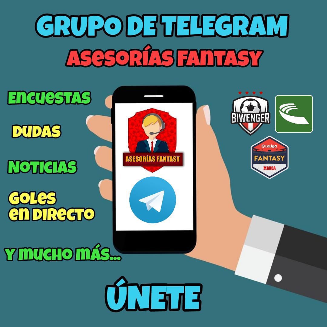 🤟Únete a nuestro Grupo de Telegram

➡️Asesorías Fantasy

🤔Resuelve todas tus dudas

📊Crea encuestas 

🗞️Noticias Fantasy 

⚽Entérate de todos los goles 

💪Y muchos más

#biwenger #comunio #futmondo #ligafantasymarca #misterfantasy #LALIGAEASPORTS 

t.me/Asesorias_Fant…