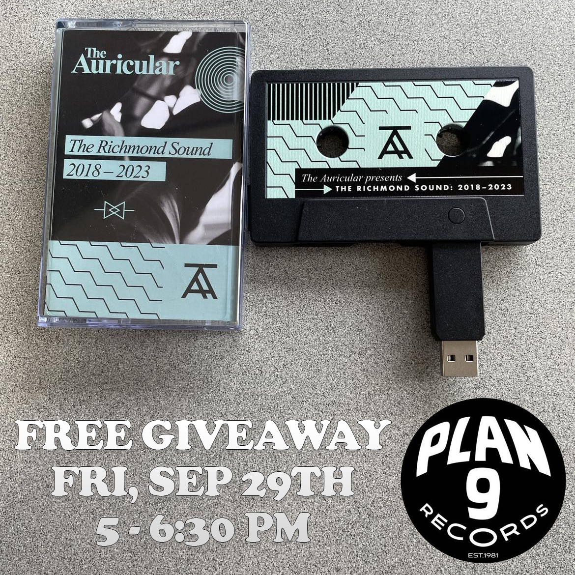 The Auricular (@auricularva) on Twitter photo We'll be giving away FREE copies of our special compilation, The Richmond Sound: 2018-2023, at <a href="/Plan9Music/">Plan 9 Music</a> on Friday, September 29th from 5 until 6:30 PM!
Stop by 3017 W Cary St and pick up this amazing collection of 150 songs on a limited edition cassette tape USB! We'll be giving away FREE copies of our special compilation, The Richmond Sound: 2018-2023, at <a href="/Plan9Music/">Plan 9 Music</a> on Friday, September 29th from 5 until 6:30 PM!
Stop by 3017 W Cary St and pick up this amazing collection of 150 songs on a limited edition cassette tape USB!