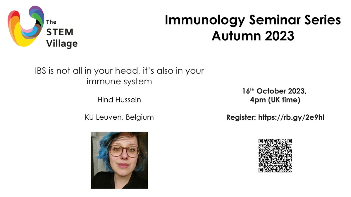 Week 3:
Hind Hussein (@Diiind, @BoeckxstaensLab), IBS is not all in your head, it's also in your immune system

Register: rb.gy/2e9hl