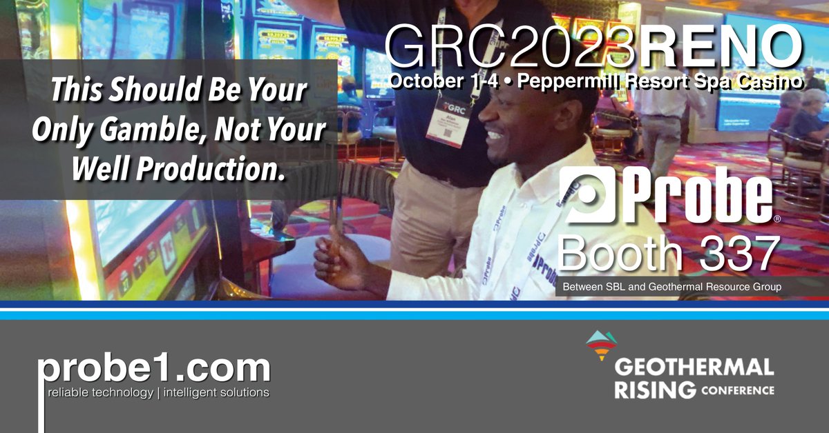 We're thrilled to announce that Probe will be at the Geothermal Rising Conference in Reno, Nevada, from October 1-4!
Join us at Booth 337 to explore the latest innovations in geothermal energy and discover how Probe is leading the way in sustainable solutions.