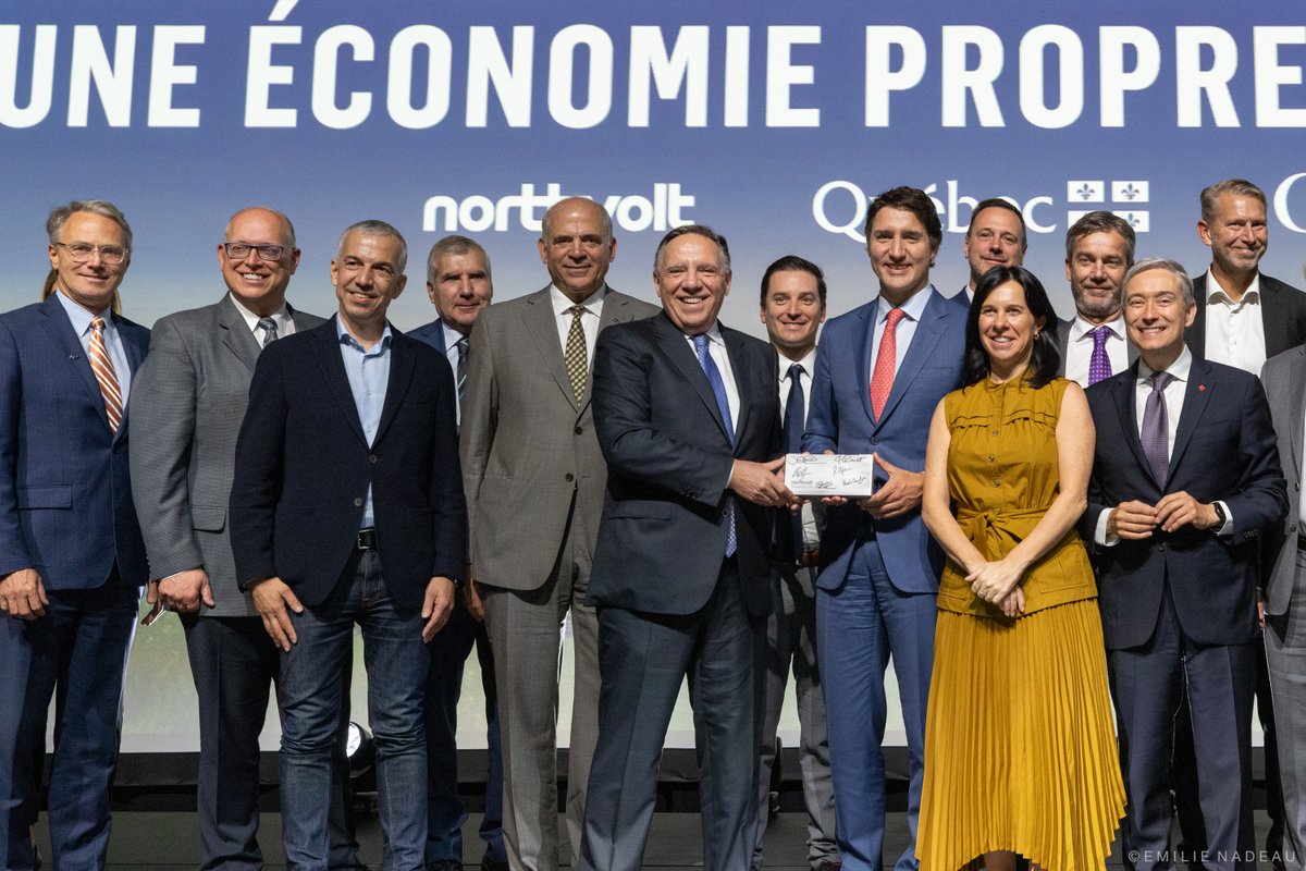 Très fier d’annoncer l’installation d’une usine <a href="/northvolt/">Northvolt</a> de 7 G$ en Montérégie. Le plus grand investissement manufacturier de l’histoire du Qc! On parle de 3 000 emplois payants. Avec ce projet, le Qc devient un joueur international dans l’industrie du transport électrique.
