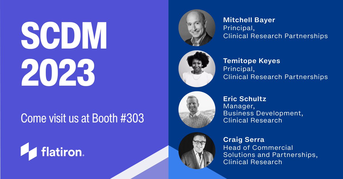flatironhealth's tweet image. We’d love to talk to you at @SCDM_DataDriven&apos;s Annual Conference to share how we design smarter trials, identify &amp;amp; enroll eligible patients, improve data acquisition &amp;amp; delivery, &amp;amp; streamline continuous evidence generation✨ #SCDM2023