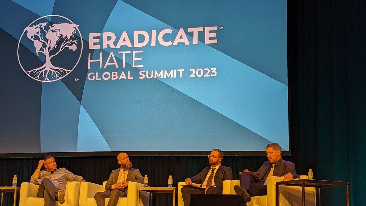 APerliger's tweet photo. It was a great pleasure discussing our NIJ funded work on the discourse of different far-right groups at the Eradicate Hate Global Summit #EHGS23 #eradicatehate @EradicateHate_ https://t.co/Eon4TE5e7l