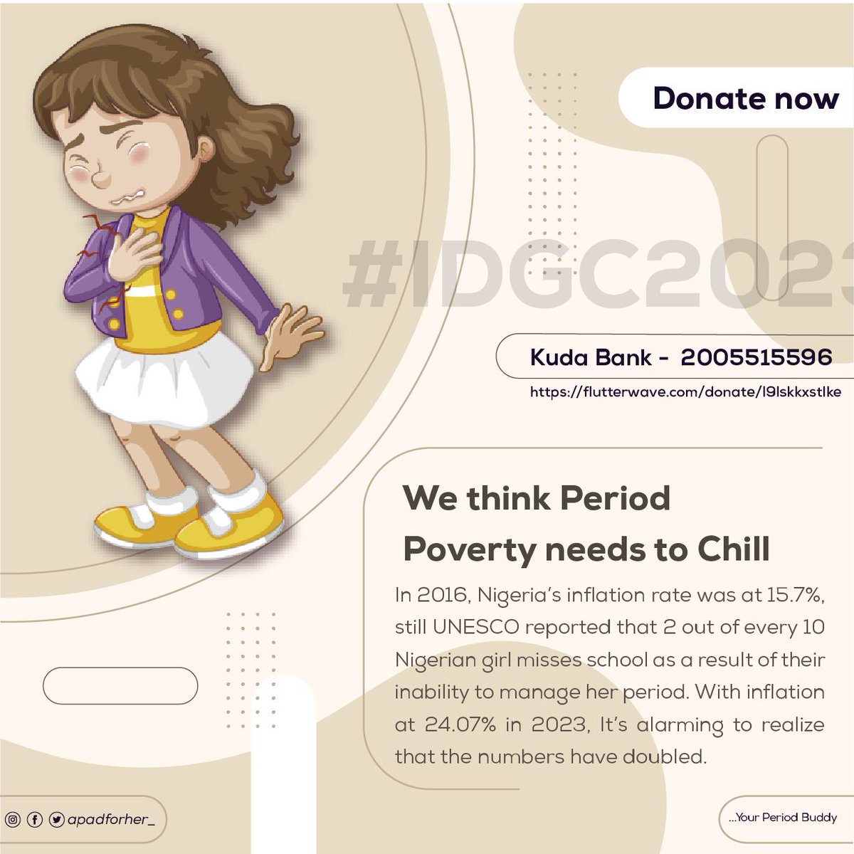 apadforher's tweet photo. A call to action! 

#EndPeriodPoverty #PeriodPovertyAwareness #BreakTheStigma #PeriodEquality #PeriodsMatter #Donate #AccessToMenstrualProducts #MenstrualRights #EmpowerWomen https://t.co/OXKRT58d13