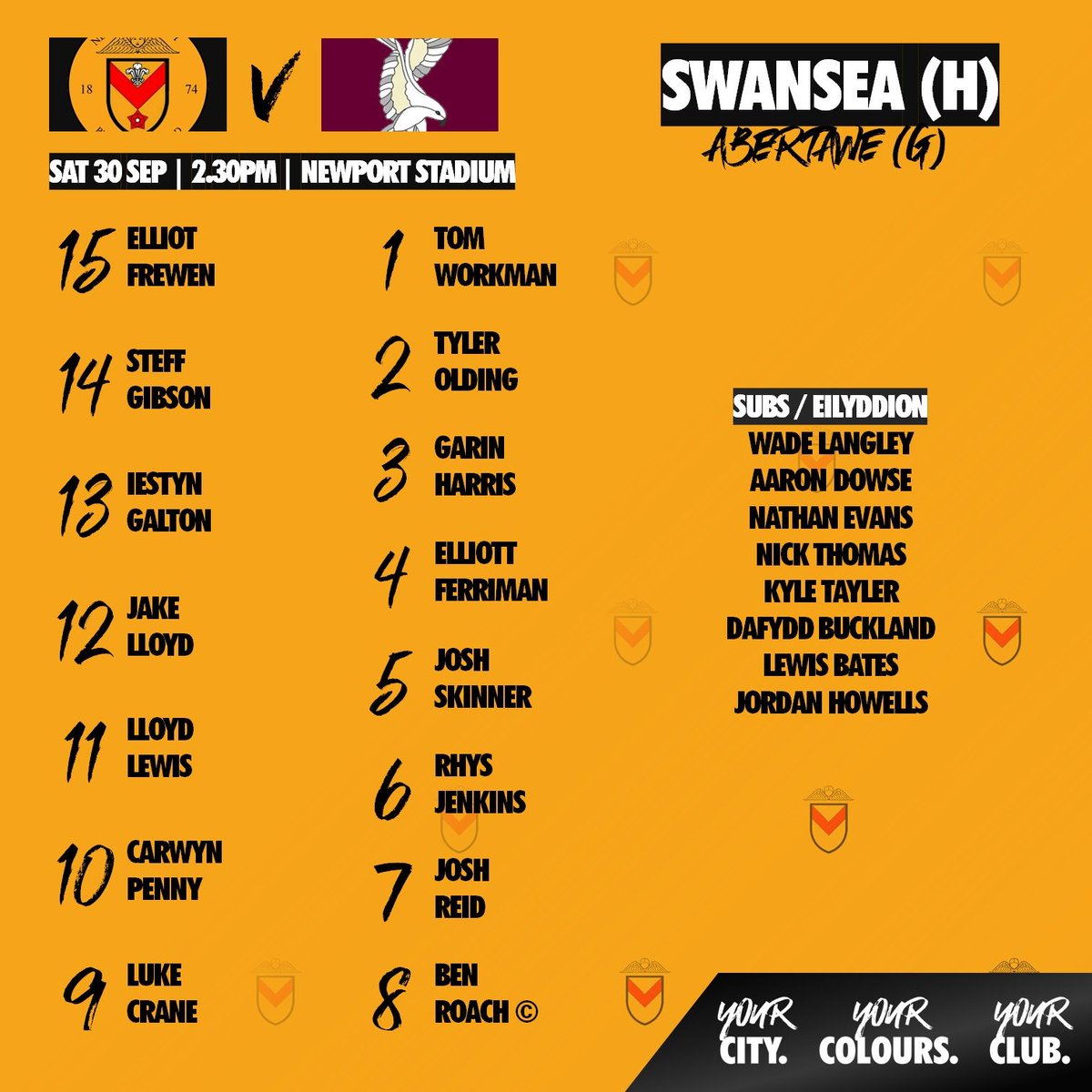 NewportRFC's tweet photo. 📝 TEAM NEWS | Here are the B&amp;As who will welcome @SwanseaRFC to Newport Stadium on Saturday.

#COTP #YmlaenCasnewydd https://t.co/ReS0xfBuGy