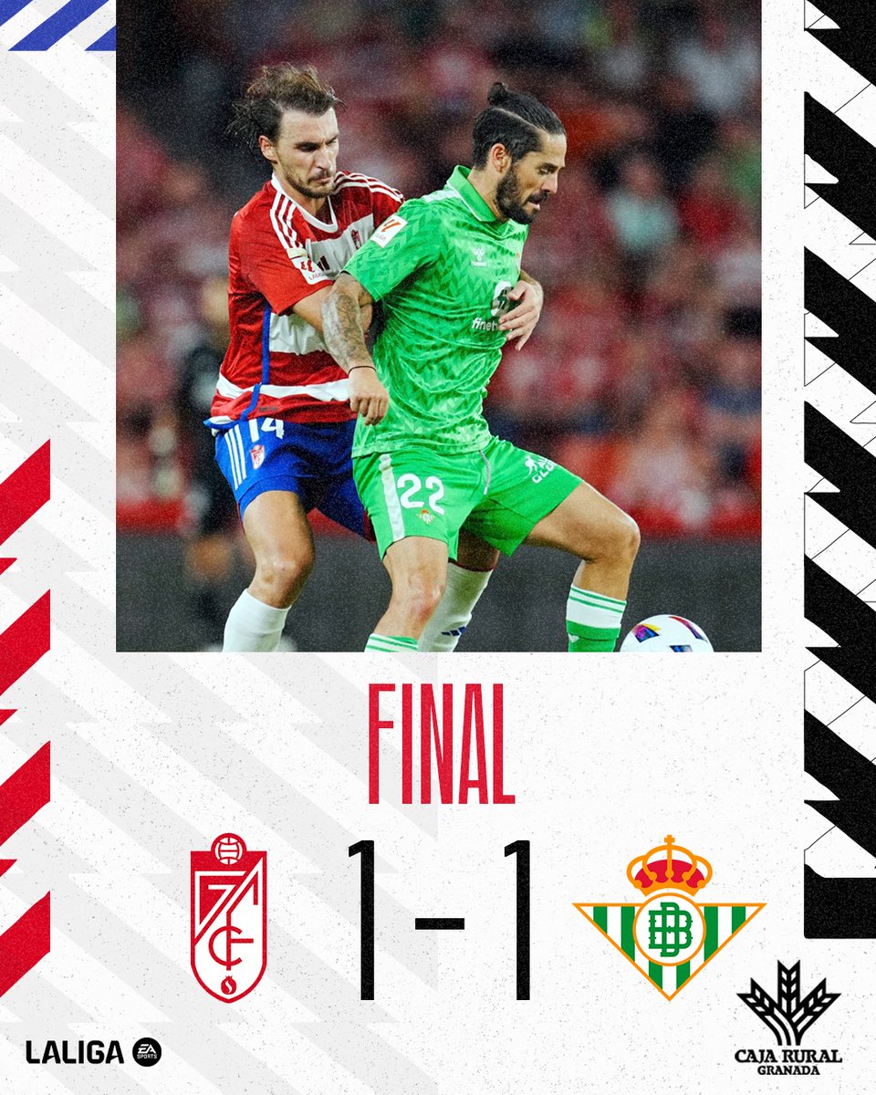 GranadaCF's tweet photo. ⌚️ 90’ || ¡Final del partido en Los Cármenes!

¡Nos llevamos un punto, gran partido de los nuestros! 💪🏼❤️

𝐆𝐂𝐅 1️⃣-1️⃣ RBB 

#𝙀𝙩𝙚𝙧𝙣𝙖𝙇𝙪𝙘𝙝𝙖 🇦🇹 | #GranadaRealBetis https://t.co/WfEo8zPKtN