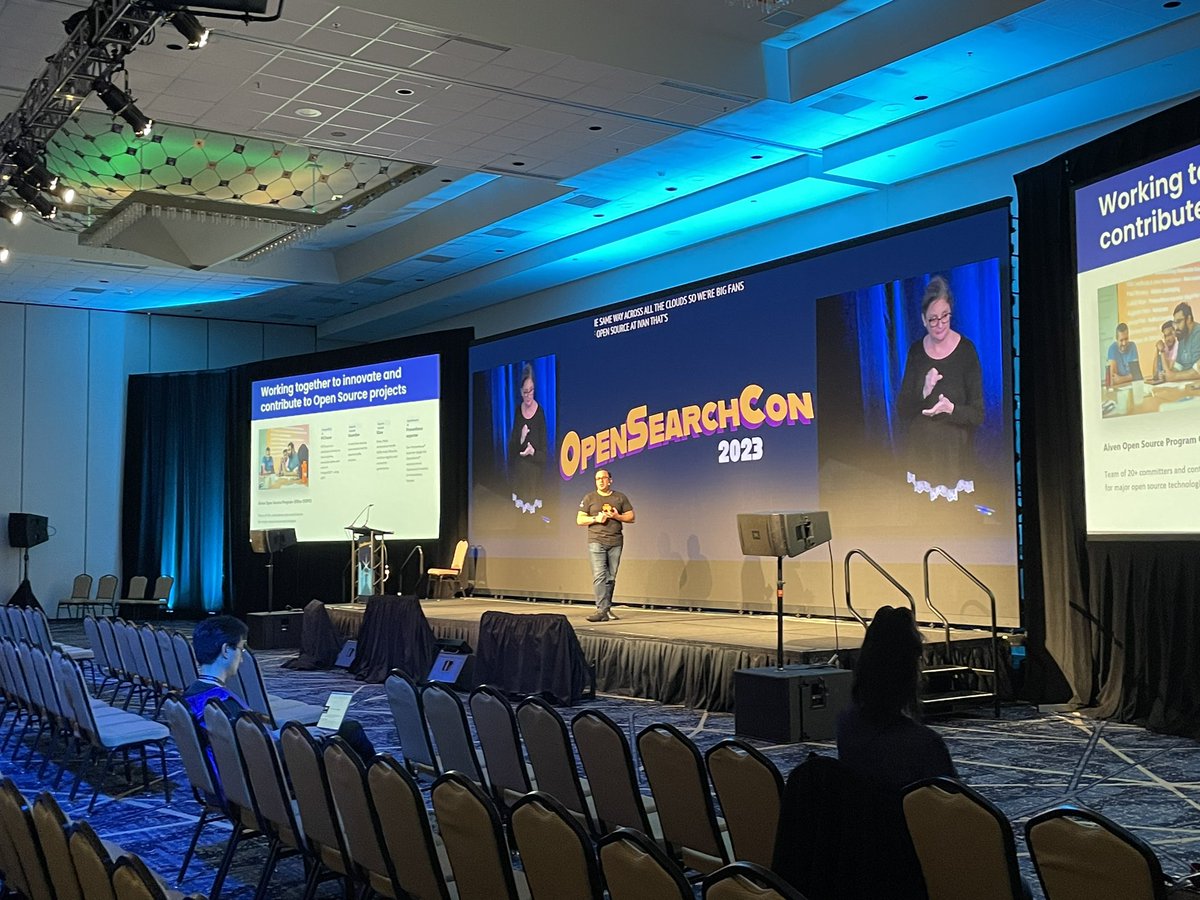 .<a href="/jkowall/">Jonah Kowall 🌊✈️👩‍💻</a> sharing the latest updates from <a href="/aiven_io/">Aiven</a> at #opensearchcon!