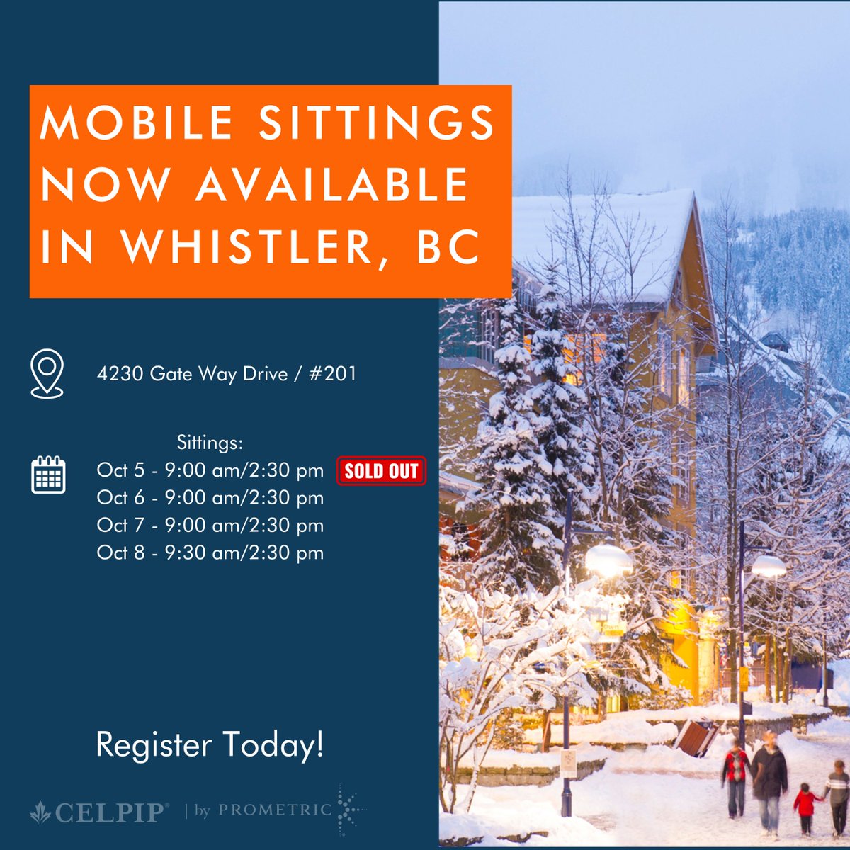 CELPIPTest's tweet photo. CELPIP mobile sittings in Whistler are selling out! There are only three dates left, secure your spot soon! https://t.co/NVrvm5p9oN https://t.co/2N3Kh2AqmM