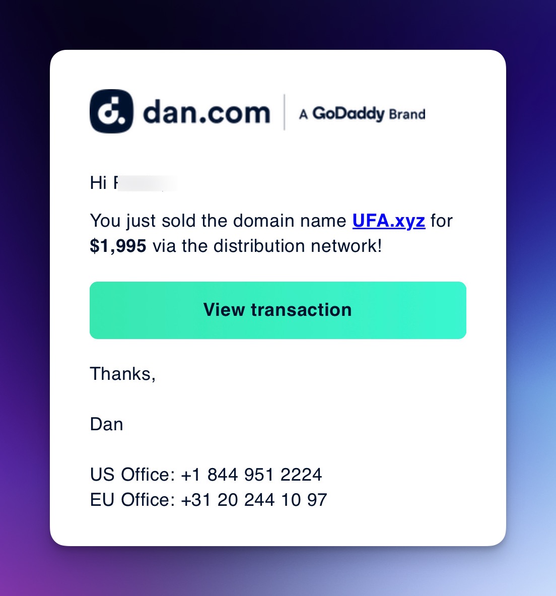 domainflash's tweet photo. Boom! Just sold another 3-letter domain this week after holding onto it for two years. 💥 https://t.co/QzIZRZczdN
