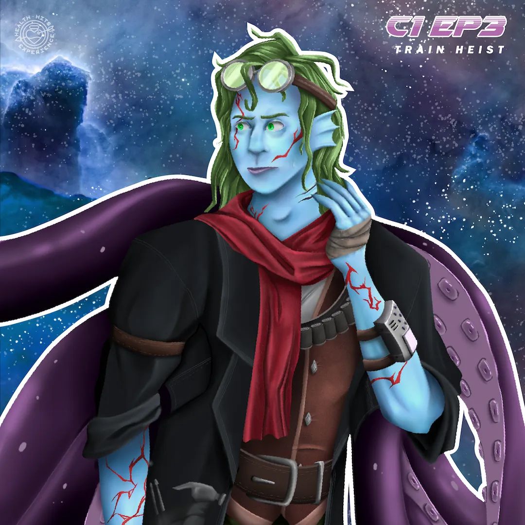 Screeching in by the skin of their teeth, the crew manages to get on board the space train as it comes around the star Vivarium.

Tune in on Twitch tomorrow at 5pm EST for the restream of Episode 3- 'Train Heist'! Link in bio!

#hhxp #dnd #ttrpg