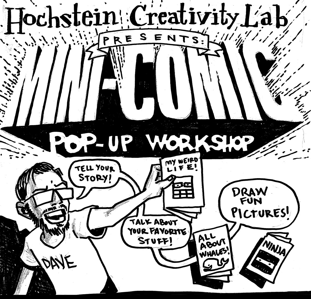 HochsteinSchool's tweet photo. Join Dave Chisholm in Hochstein’s new Creativity Lab, for Making Mini-Comics on Saturday, October 14 from 1:00-2:30 pm. For more information and how to sign up, visit https://t.co/Wktm5Z1T2D or call 585.454.4596.
#HochsteinSchool #CreativityLab https://t.co/o94WPCWkim