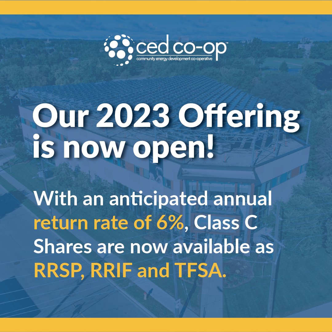 By investing in CED Co-op, you can profit from the clean energy transition. 
Download our 2023 offering statement by following the link: bit.ly/3QJoTBe 

#divest #invest #community #projects #fossilfuels #communityprojects #sustainability #solar #solarpanels #solarenergy