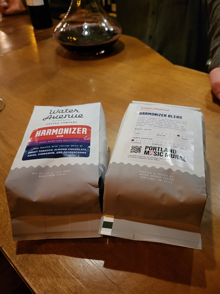 LocalMusicMural's tweet photo. Bags of the Portland Music Mural roast will soon be available from Water Avenue Coffee!

These will be for sale for a limited time, and will help promote the mural. The Harmonizer is a great dark roast. A portion of each bag sold will go toward mural upkeep. @PanderBros https://t.co/0617vlT3w3
