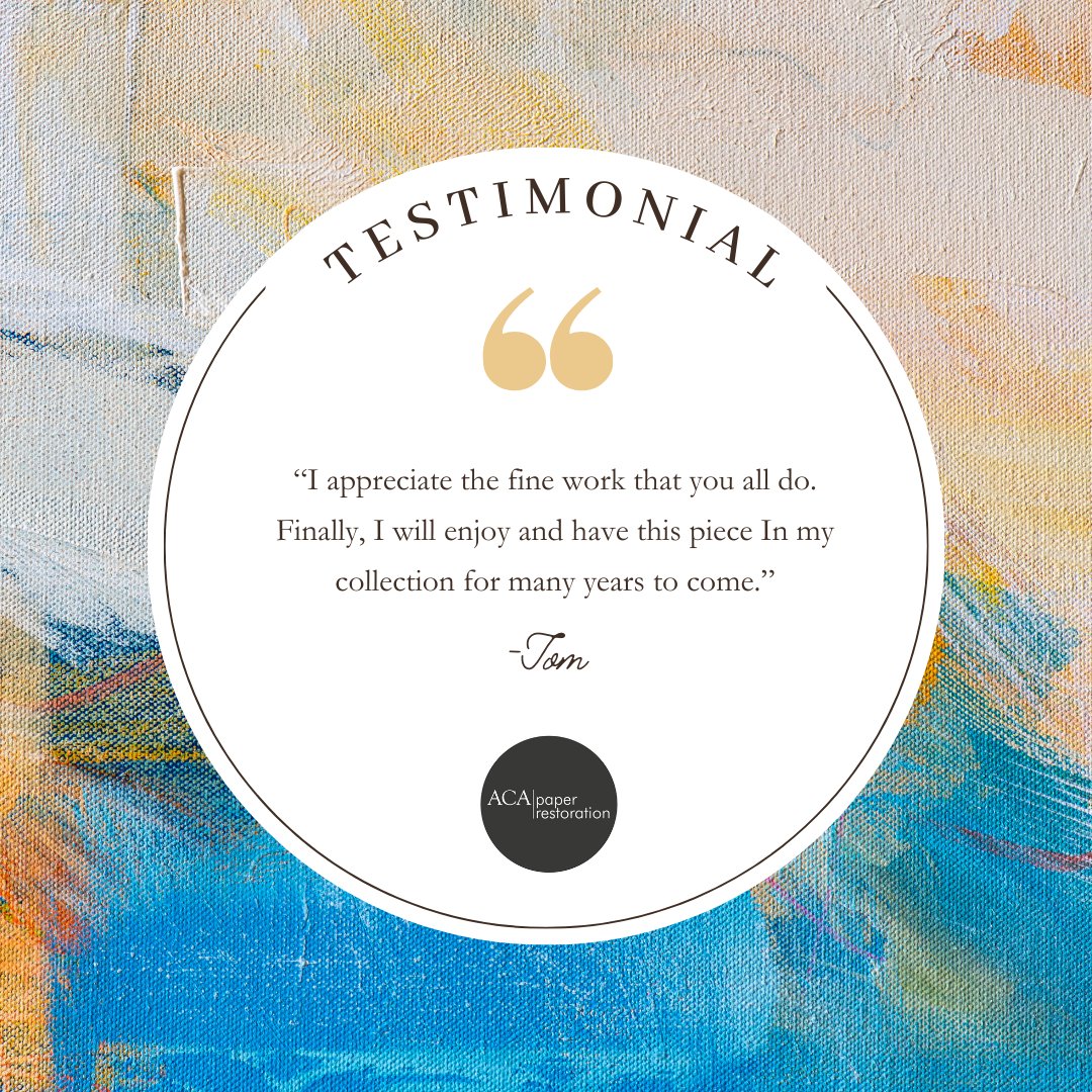 ACAPaper's tweet image. Thank you so much for your wonderful testimonial, Tom!

We are so glad we were able to restore your piece that you can enjoy for years to come🤍

#ACAPaper #ACAPaperRestoration #PaperRestoration #DevonPA #ChescoPA #ArtRestoration #Testimonial #CustomerReview