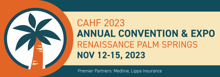 CAHFupdates's tweet photo. The CAHF 2023 Annual Convention &amp; Expo is just around the corner! From Nov. 12-15, Palm Springs will be buzzing with skilled nursing professionals from all corners of the state. Find out what's in store and register today! https://t.co/ZFExv29oJS https://t.co/LLlhe0fVg8