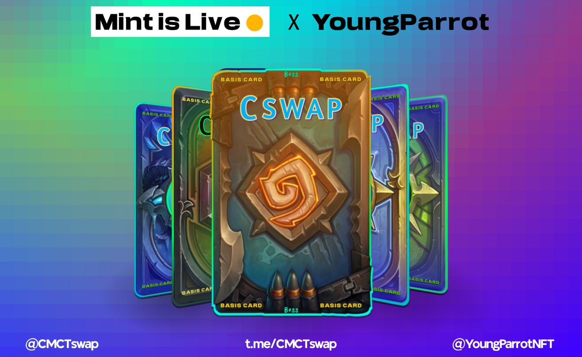 Bagwoker's tweet photo. 1st Phase of 3rd & Last ever #CswapNFT Collections Lived ❤️🔥
#CswapBasisCard #NFTs Minting Lived @YoungParrotNft🦜
Mint: https://t.co/ApaPf2m03B 🍻
So you don't have to miss minting at 0.50 $CORE cheap price
#StakingPool is also coming 🥳💎
So what are you waiting for 🤔 https://t.co/vy0Hpur7RQ