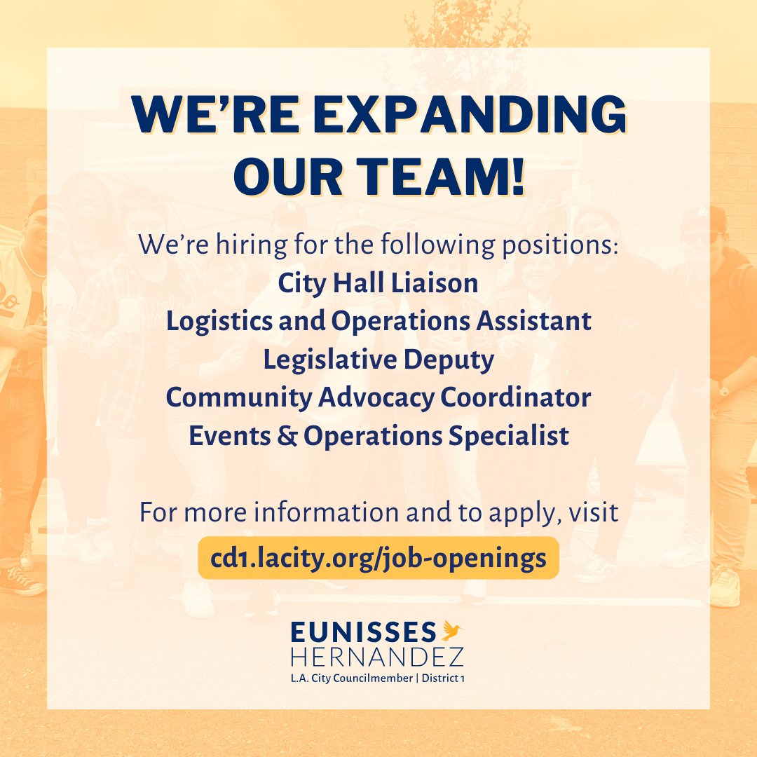 cd1losangeles's tweet photo. π¨ This just in: #TeamCD1 is hiring! π
We're adding new roles and growing the CD1 team. For more information on the positions listed and to apply, visit https://t.co/eER9e5lZ6N. https://t.co/z1GVSRT3JS
