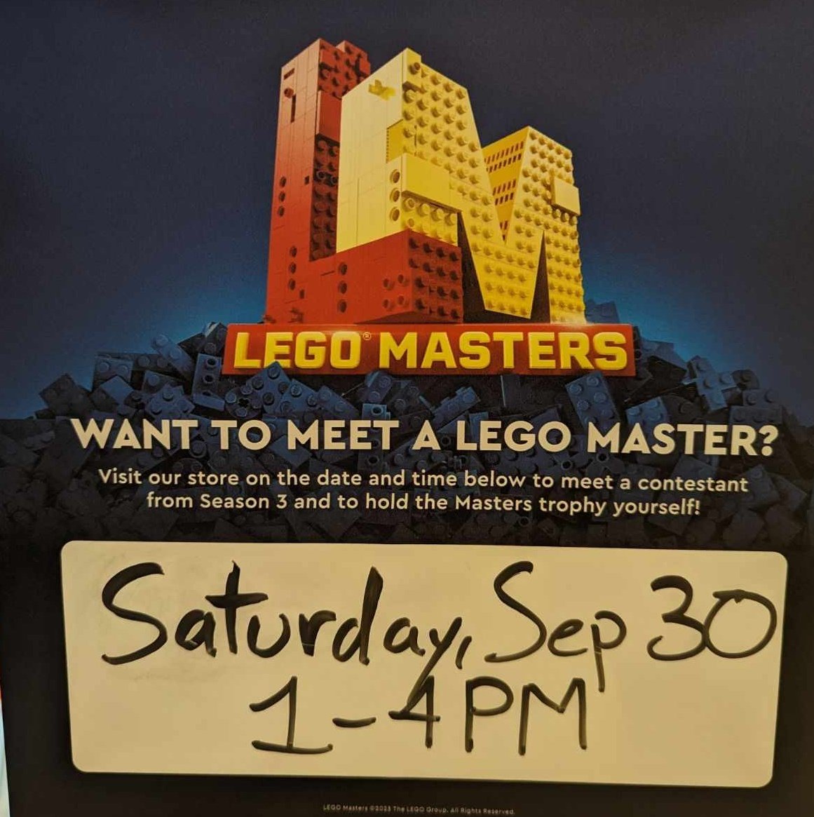 The <a href="/lego/">Lego</a> store at Oak Park Mall in Kansas City will have some special guests this Saturday!  

Come meet previous <a href="/legomastersfox/">LEGO Masters FOX</a> contestants from 1-4pm on Sat, 30 September!! 

Don't forget that the new season of LEGO Masters on Fox begins tonight in the USA.

#legomasters