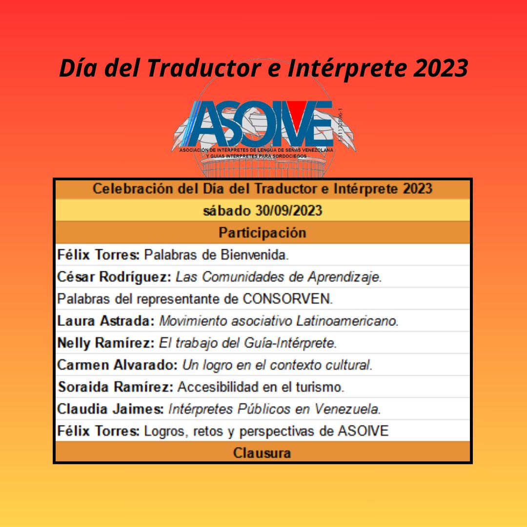 asoive's tweet photo. Este es el programa propuesto para este próximo sábado 30 de septiembre para nuestro encuentro de celebración del Día del Traductor e Intérprete. ¡Te lo vas a perder? https://t.co/9s6iGVazCO