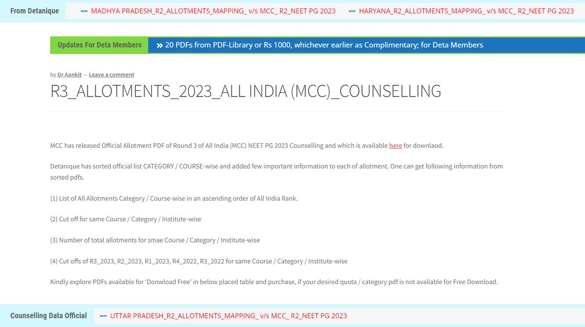 DETANIQUE (NEET Counselling Data Portal) tweet media
