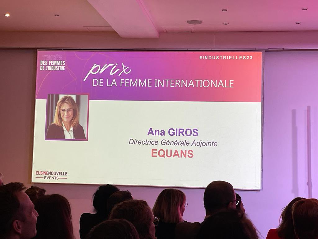 🏆#Equans is committed to attract, develop &amp; care #WomenInIndustry💪
 
Only 30% of women in the industrial sector, with many career opportunities in energy and services.
We are proud to have partnered <a href="/usinenouvelle/">L'Usine Nouvelle</a> for the Trophées des femmes de l'industrie, with <a href="/GirosCalpeAna/">Ana Giros Calpe</a>.