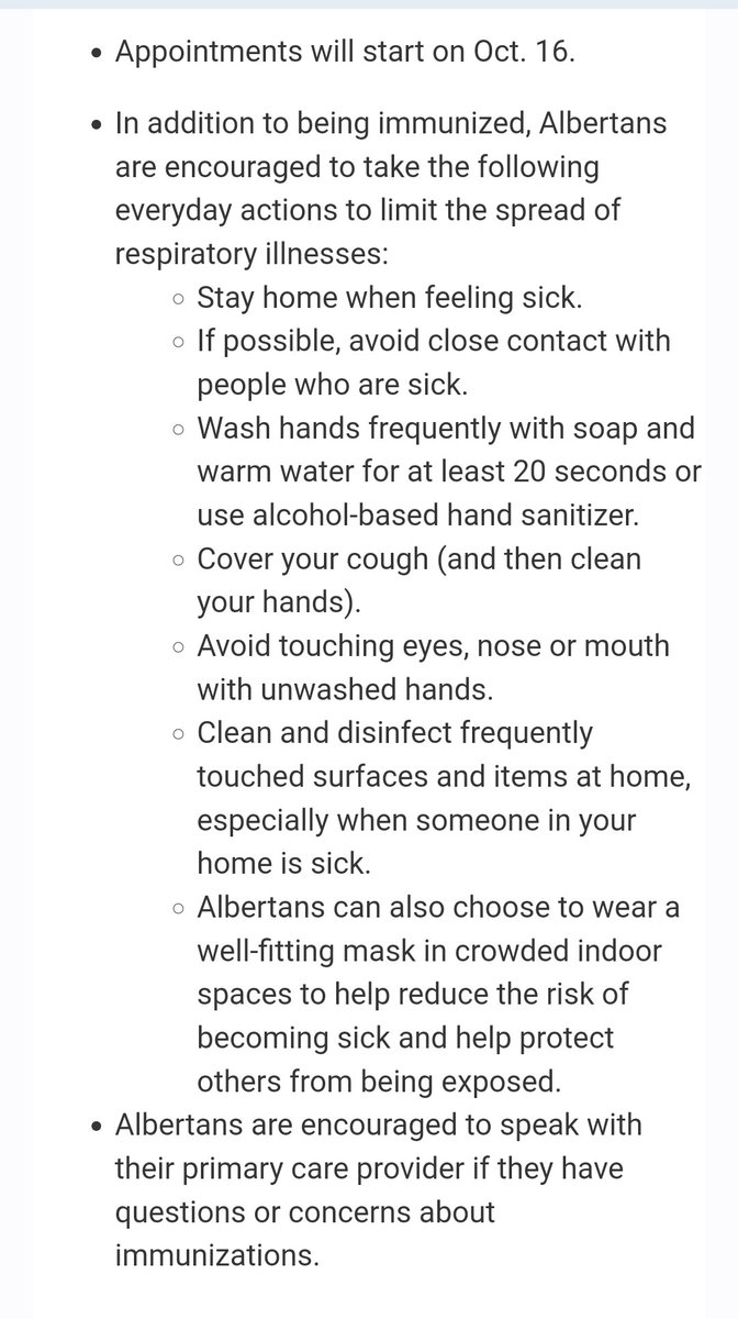 cspotweet's tweet photo. NEW:

Albertans can book their seasonal flu and COVID vaccines beginning October 10th, with first appointments on October 16th. #YEG #YYC #ABLEG https://t.co/WyZqJSkyvu