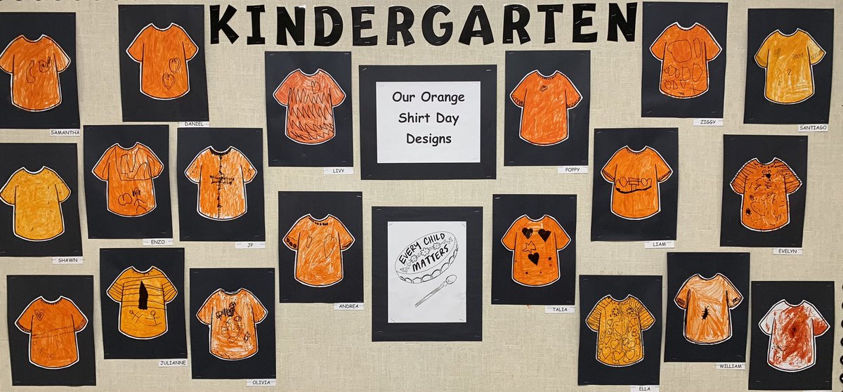 Beautiful reminder from our Kindergarten class for our staff and students to wear orange tomorrow to commemorate residential school victims, honour the survivors and their families and commit to acting on reconciliation. #everychildmatters🧡@CCSD_Indigenous @CCSD_edu