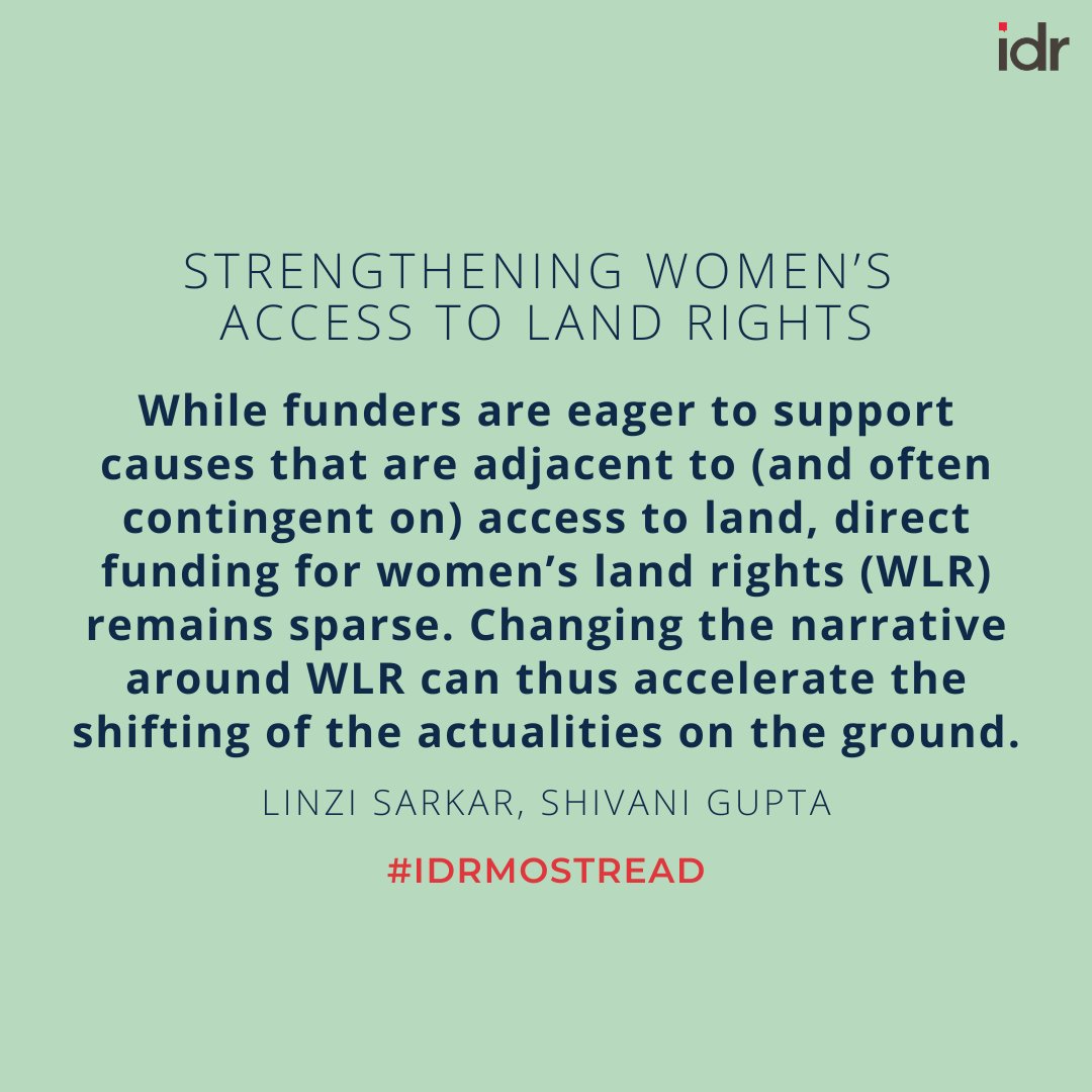 idr_online's tweet photo. #IDRMostRead | The lack of interventions around women's land rights in India points to the need for equipping community-based organisations to handle such work. In this article, Linzi Sarkar and Shivani Gupta highlight how this can be done.
@forWomanity
https://t.co/qtVY9tMClG https://t.co/7KySZRzPkt