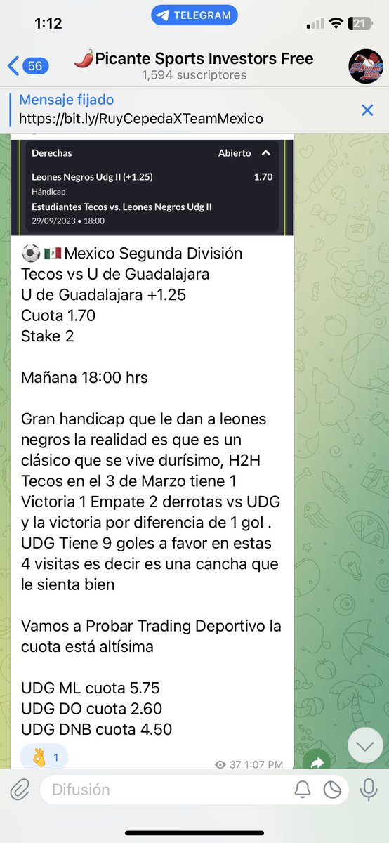 RuyCepeda's tweet photo. UDG +1.25 
Trading Deportivo 

❤️‍🔥🔁 Like&amp;RT

Les dejo un free pick para mañana incluido con Trading Deportivo y análisis ✍️ https://t.co/AndIKRRokY
