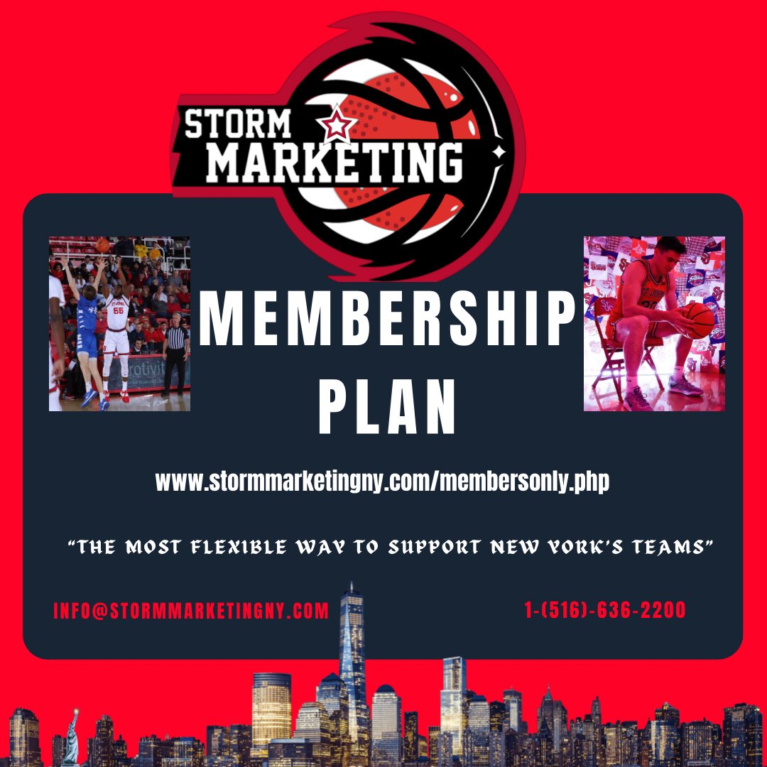 The most flexible option for supporting St. John’s athletes. Contribute how you can with the Storm Marketing Plan.

Visit stormmarketingny.com/membersonly.php to learn more.