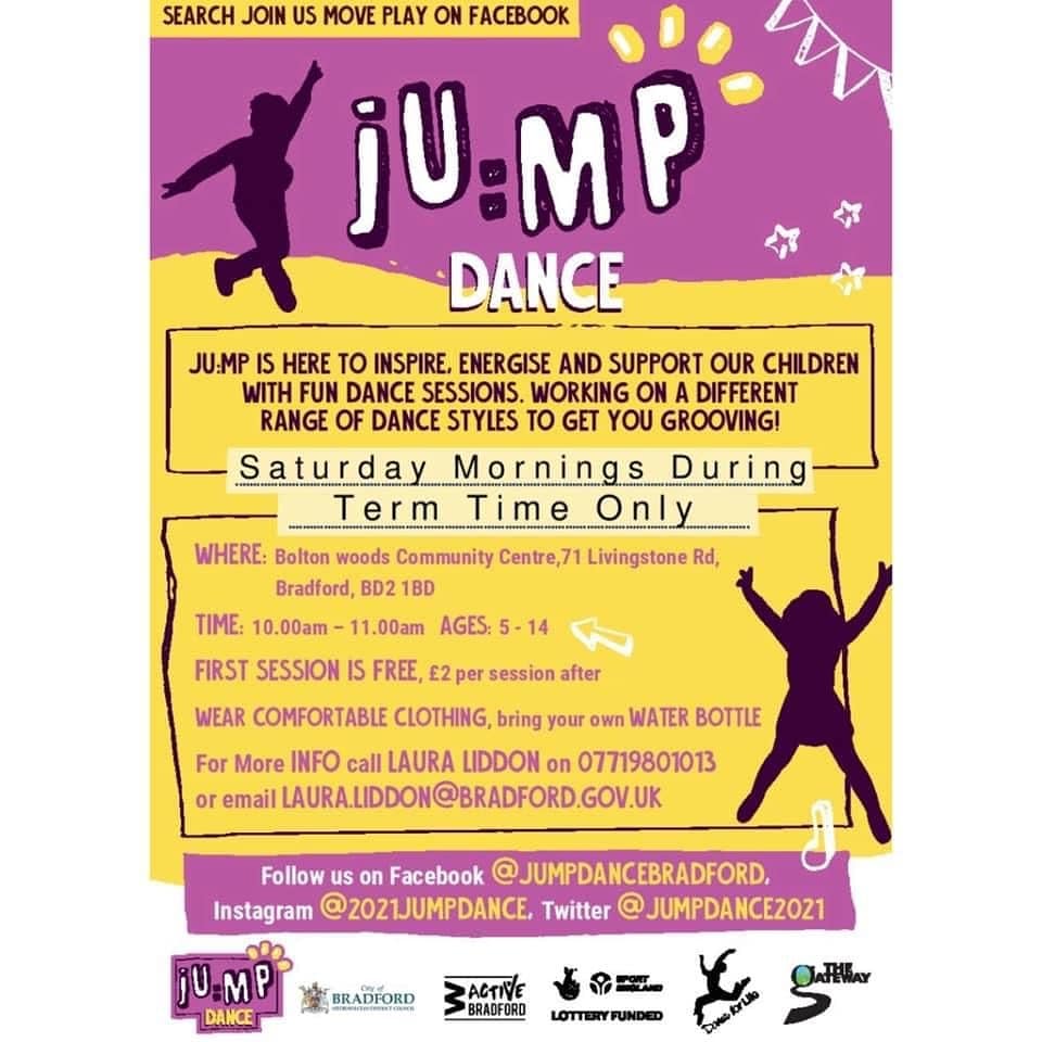 Saturday JU:MP Dance sessions 💜 Come join us at Bolton Woods Community Centre at 10am. See below for more details or give us a message/call if you have any questions!
