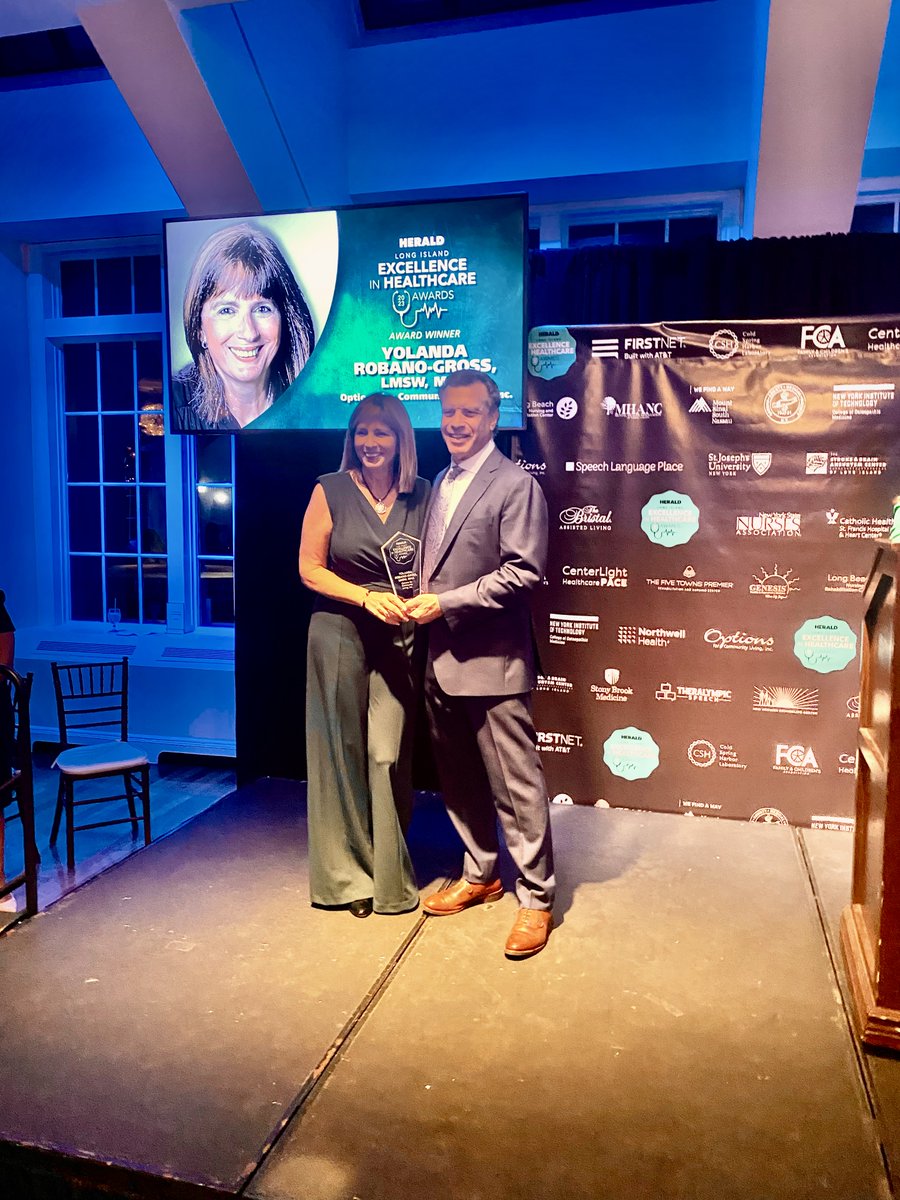 Congratulations to #Options CEO #YolandaRobanoGross, and to all of the 2023 #LIHerald #Excellence in Healthcare Award recipients! It was a great night recognizing inspiring leaders and accomplished #healthcare professionals for their impact on #LongIsland. #Nonprofit #Leadership