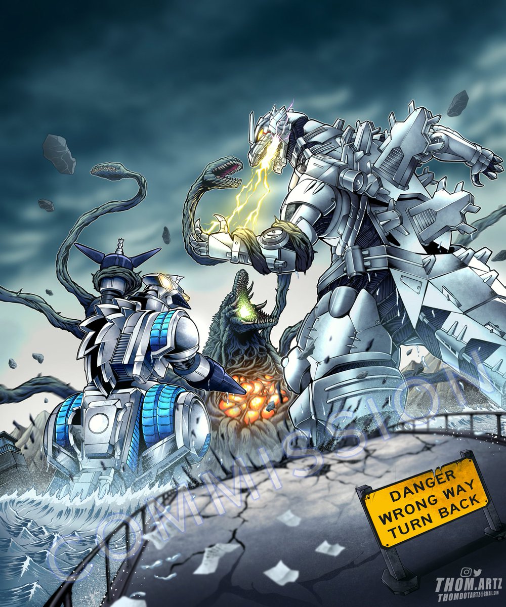 Biollante vs. Moguera &amp; Kiryu (MechaGodzilla 3) 

Commission for <a href="/TheRealMrWriter/">Mr. Discord Writer</a> ! 

Enjoy y’all! 

#Godzilla #fanart #kaiju