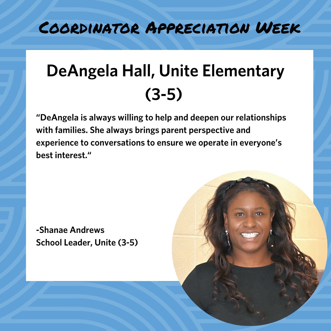 As we continue Coordinator Appreciation Week, we are sending ✨shine✨ to Ms. Hall at Unite Elementary (3-5). She brings so much joy to our 3-5 Team &amp; Family. Thank you for all you do, Ms. Hall! #onekipp #kippindy