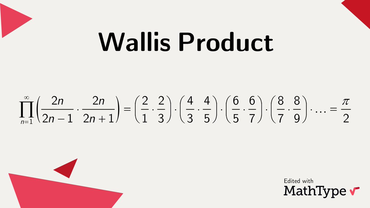 John Wallis was the English mathematician who coined the terms "number line" and "momentum", the first to use "∞" for infinity and fractional powers for roots. While calculating integrals (before calculus), he found this curious way to obtain pi. 

#MathType #math #mathfacts