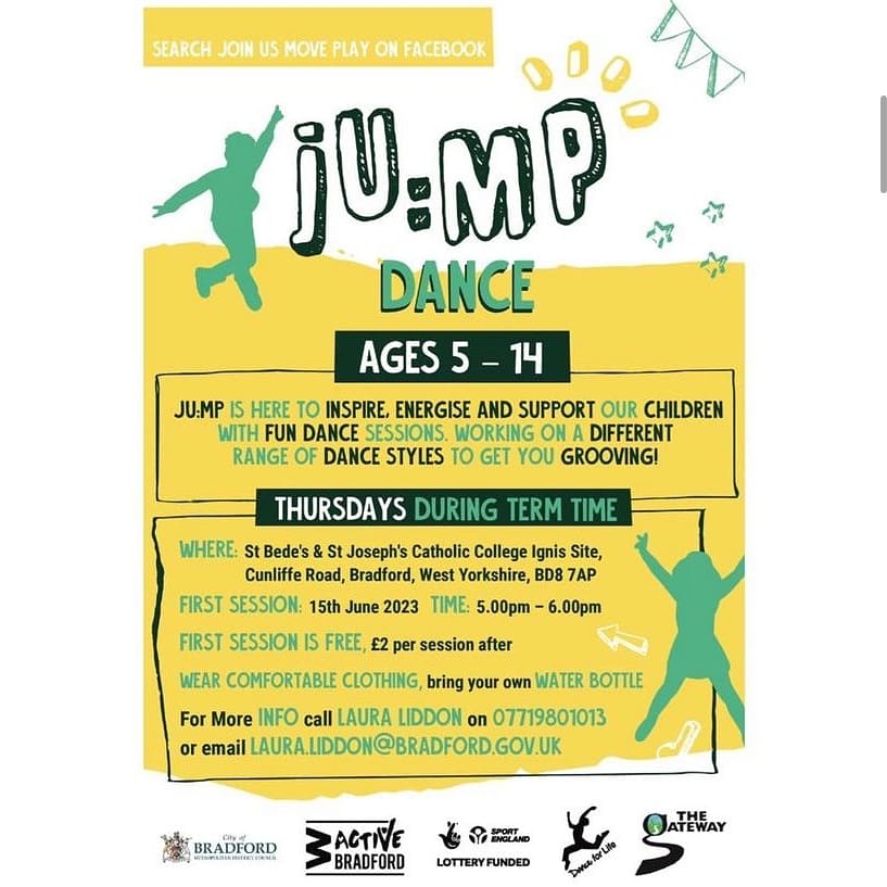 Thursday JU:MP Dance sessions 💚 Come join us at St Bedes & St Joseph’s Catholic College, Ignis Site at 5pm. See below for more details or give us a message/call if you have any questions!