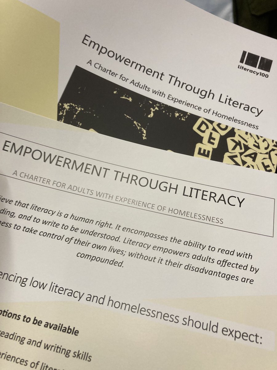Pleased to join an important moment this evening at the launch of a charter for adults with experience of homelessness, with ⁦@Literacy_100⁩ … one recommendation in its report is for research into what works for provision of adult literacy