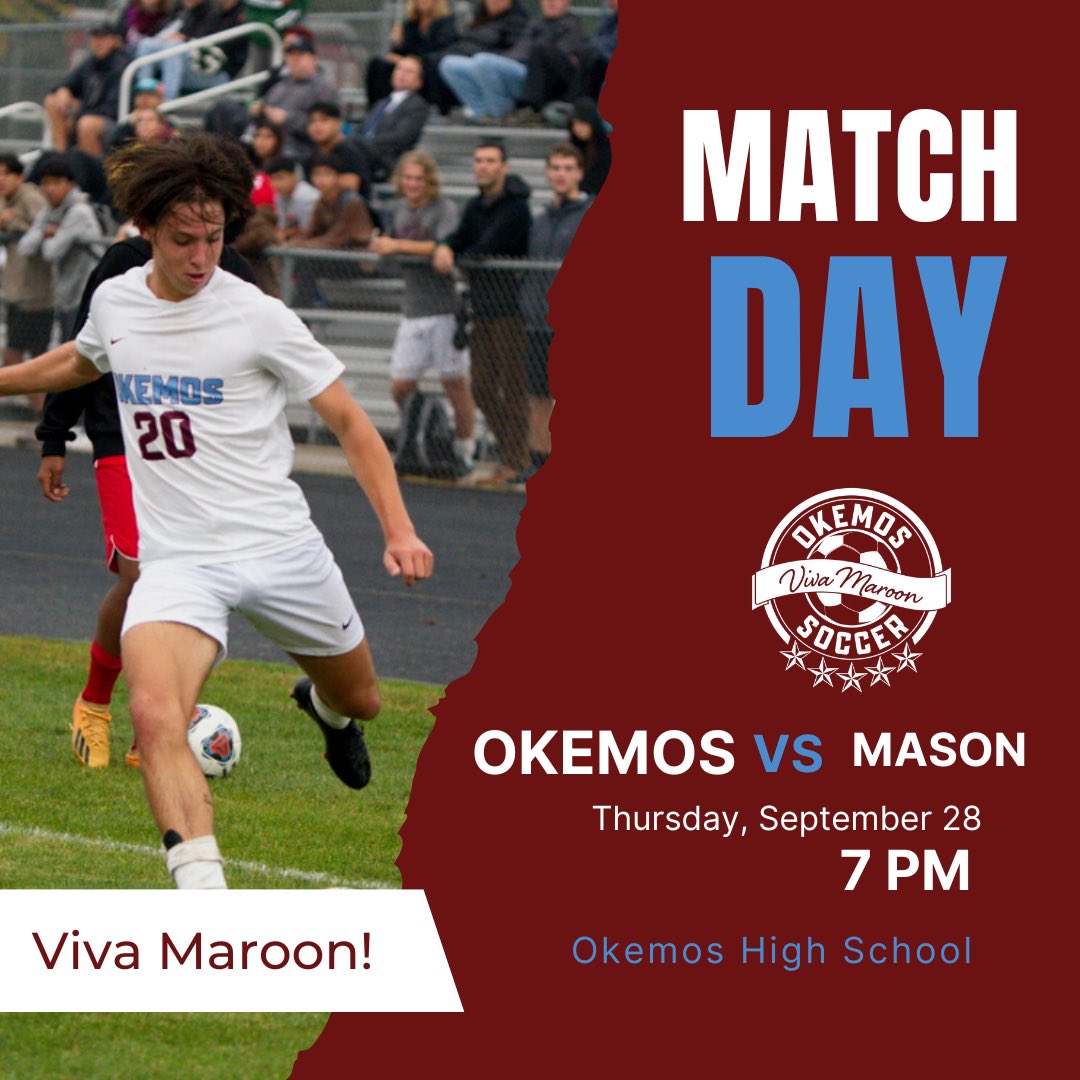 Join us at Okemos High School tonight as we take on Mason!

JV B vs. Holt @ 4pm
JV A vs. Mason @ 5:30pm
Varsity vs. Mason @ 7pm