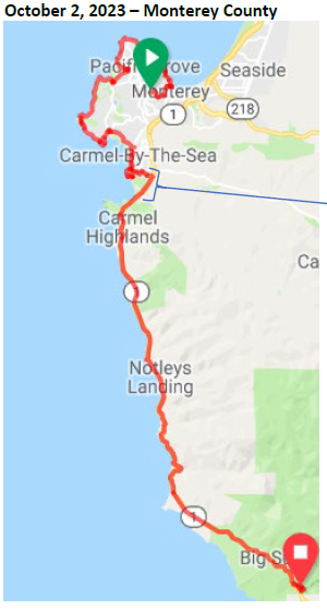 The California Coast Classic Bike Tour returns to the central coast with 200 riders traveling #Hwy1 from San Francisco to Los Angeles Sept. 30 to Oct. 6. Riders start 9/30 SFO to Sta. Cruz, 10/01 Sta. Cruz to Monterey, 10/02 Mont. to Big Sur, 10/03 Paso Robles to Cambria.