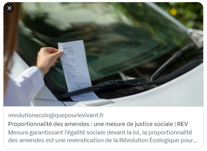 REVPourLeVivant's tweet photo. ⭕Qu'est-ce que 4000 € d'amende, pour un millionnaire ?
La proportionnalité des amendes en fonction des revenus permettrait d'assurer l'égalité de toutes et tous devant la loi.
Découvrez l'article de Victor Lambert, rédacteur de la REV, sur le sujet ⤵️
https://t.co/SHo4kS5w89 https://t.co/yHrnGnfIIB