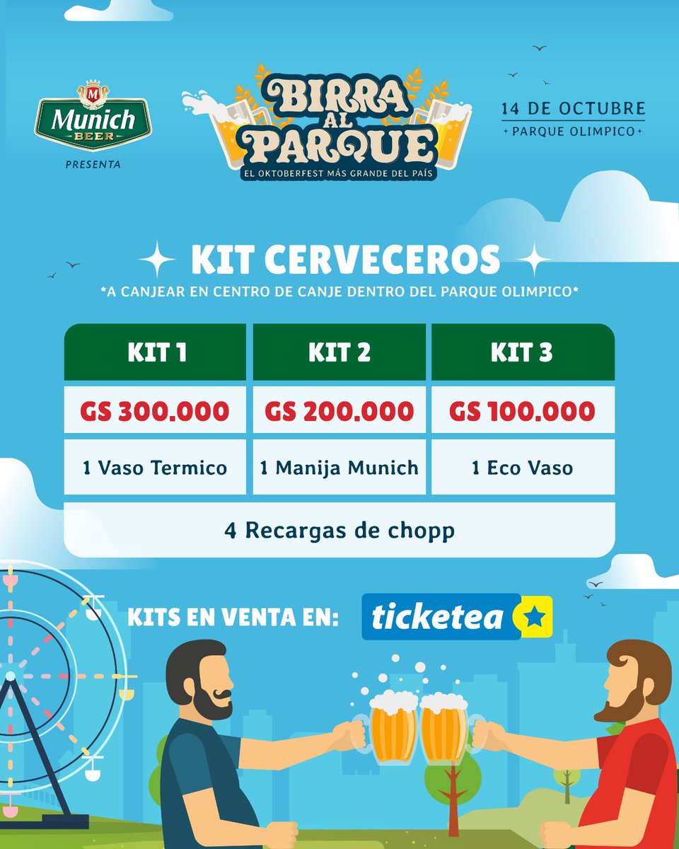 La farra que estabas esperando‼️ Birra al Parque😎, #ElOktoberfestMasGrande del País🍻
Con Mora y su Estela Tour, la Joaqui, Los Caligaris y muchos artistas más!

👉Mesas al 0974 800 501 y en @ticketeapy