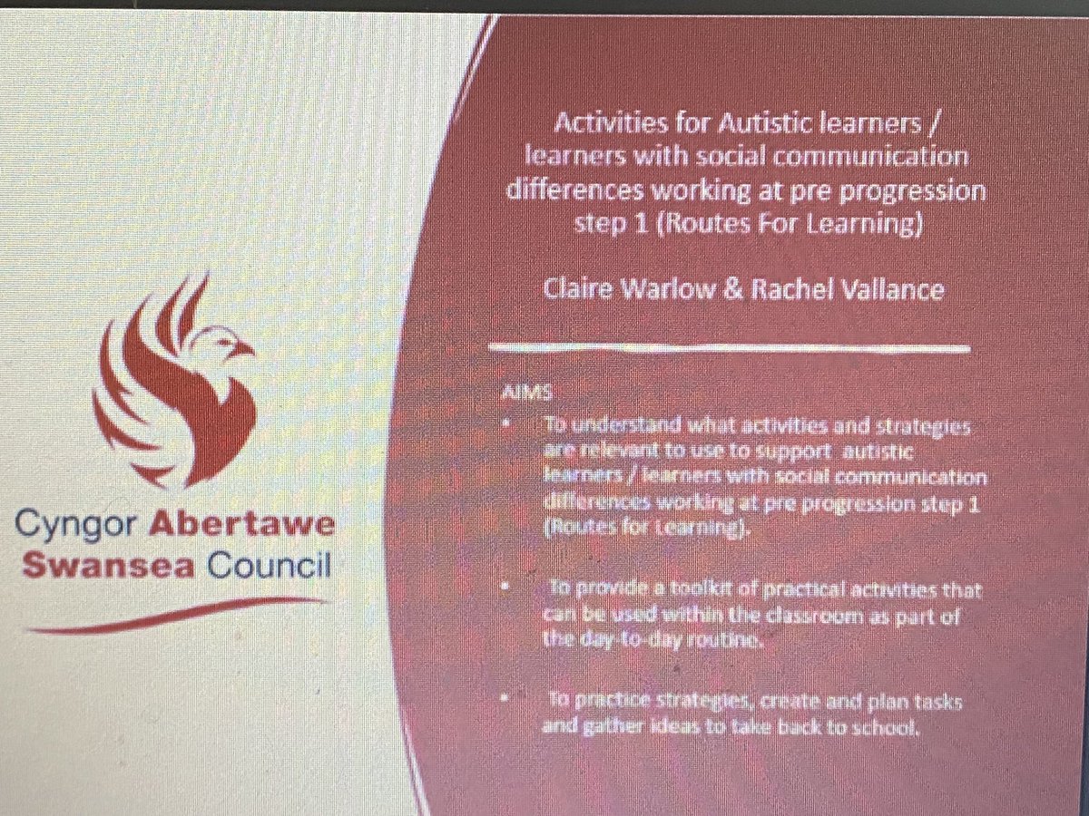 Pleser i gyflwyno hyfforddiant bore ‘ma i staff ysgolion Abertawe 🙌Such a pleasure to present training this morning with school staff from
across Swansea🙌#ASD #Routesforlearning #SwanseaLEA