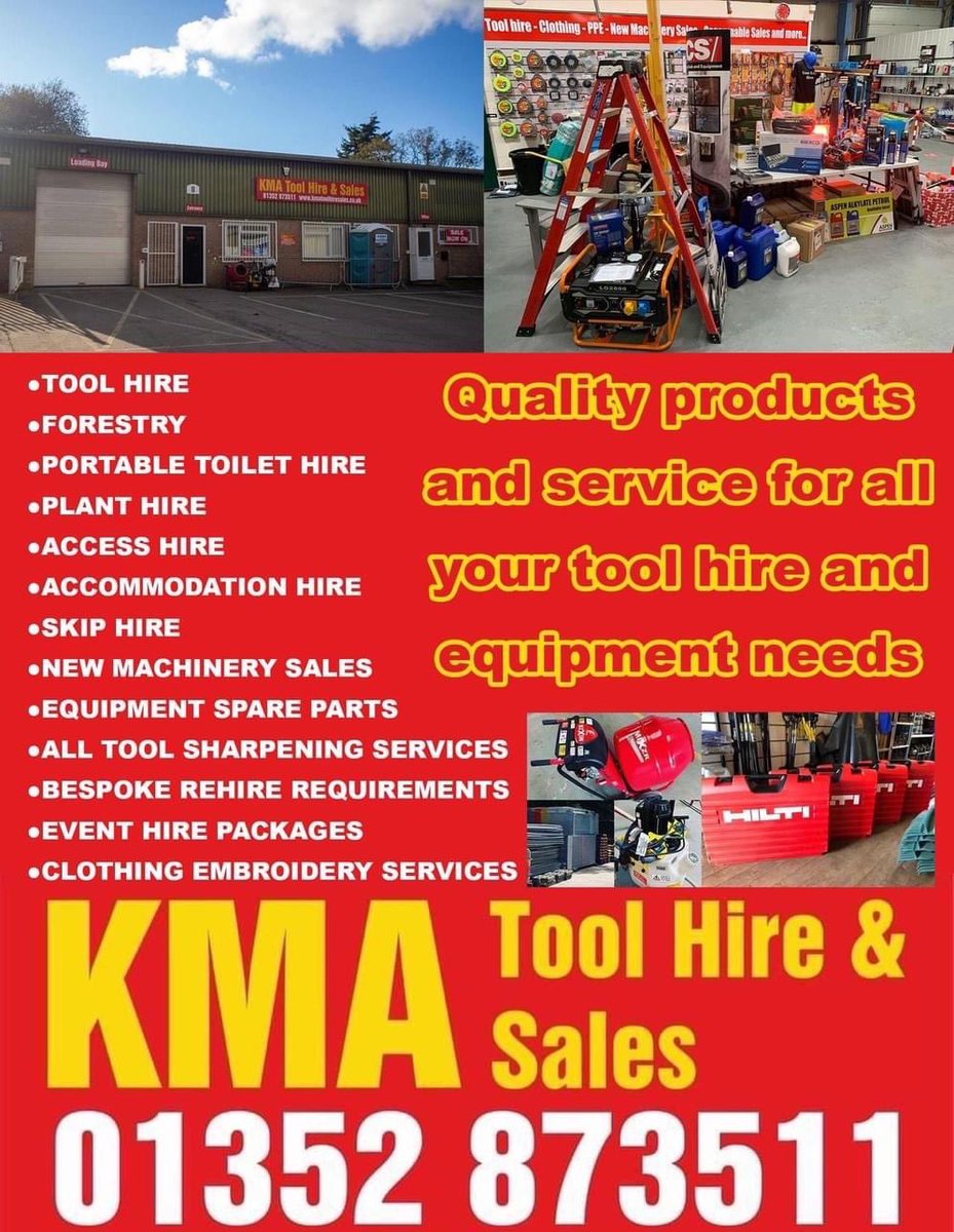 NWalesSocial's tweet photo. #NWalesHour
#hiresafe @kmatoolhire
Why not do your bit for the environment and Borrow a tool rather than Buy?
This will reduce your carbon footprint courtesy of KMA Toolhire & Sales!
For all your domestic or trade requirements call ๐01352 873511
#SupportLocal https://t.co/7o5oDFpwdR