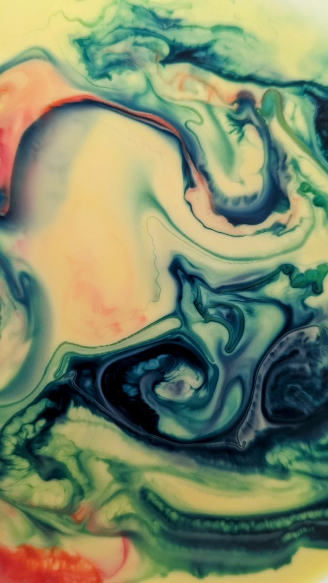 Bree_Gage's tweet photo. We call these pieces STEAM'd Milk, our 5th graders explored the dance of hydrophobic molecules with milk, soap, and food coloring. #steam #stem #stemed #wearepbv #propertiesofmatter #Science #art #mattermatters https://t.co/71KGAp893v