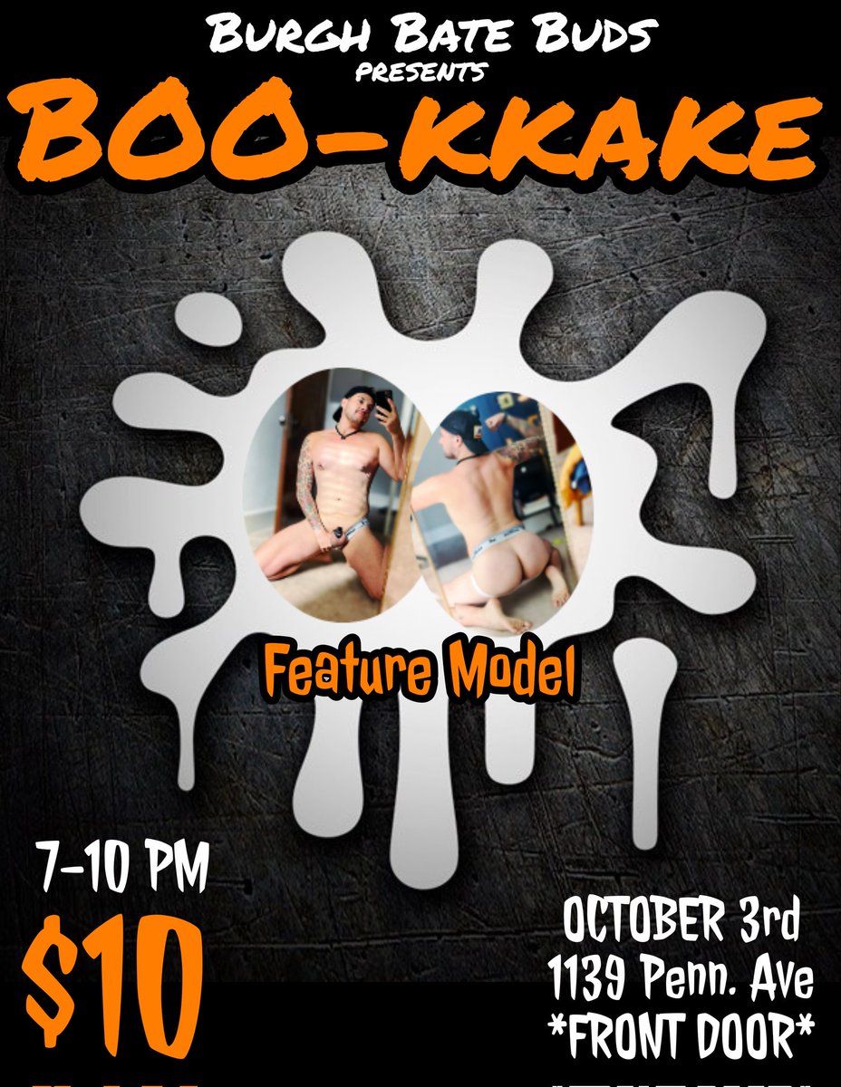burghbatebuds's tweet photo. Come blast the Bukkake Boy at our next meeting on 10/3 and help kick off Spooky Season! BOO-kkake Night featuring the super sexy locked boy @lockedinpgh for you all to cover in your loads! Cum & have fun! #circlejerk #bukkake #jobuds #groupjo #jackoff #batebuds @ClubPittsburgh https://t.co/mBFetRMIVP